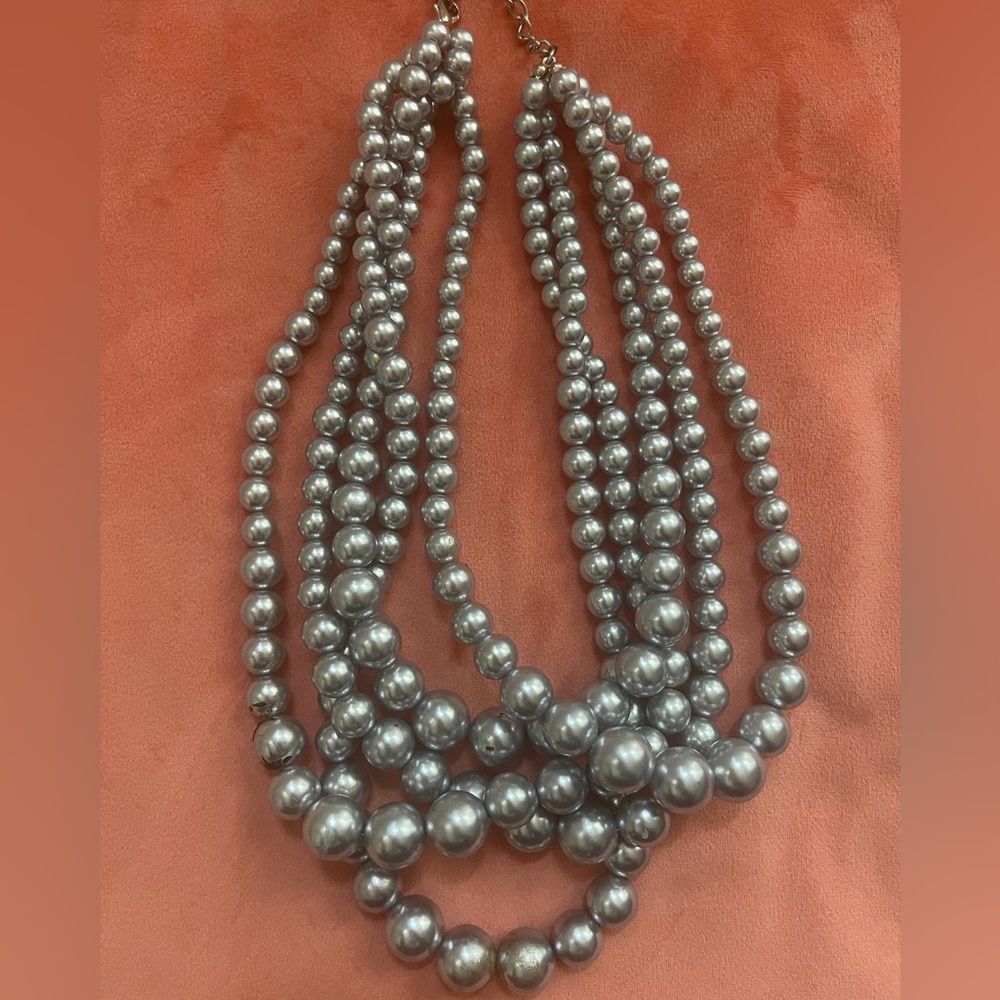 Silver multi layered necklace